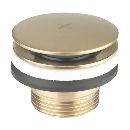 Product Cut out image of the Crosswater MPRO Universal Brushed Brass Basin Click-Clack Waste